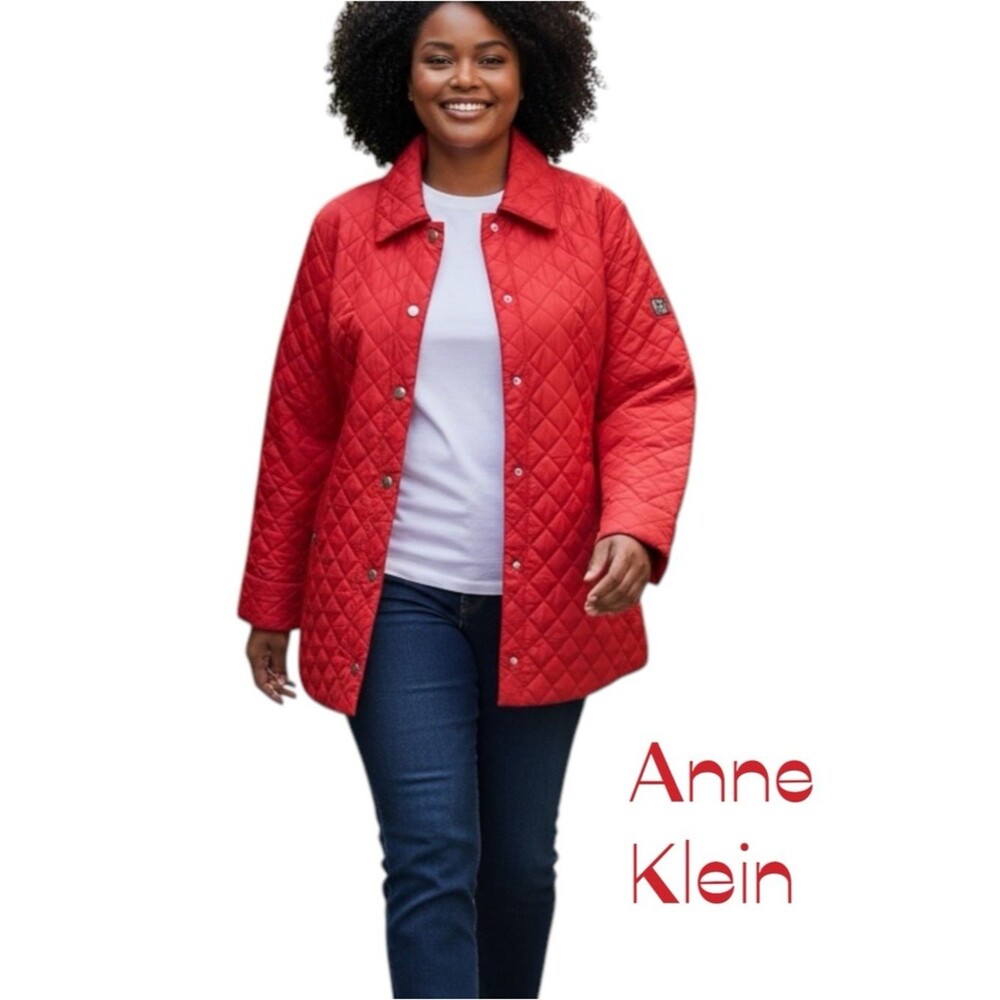 Anne Klein Red Quilted Puffer Jacket Coat NWOT Size XXL